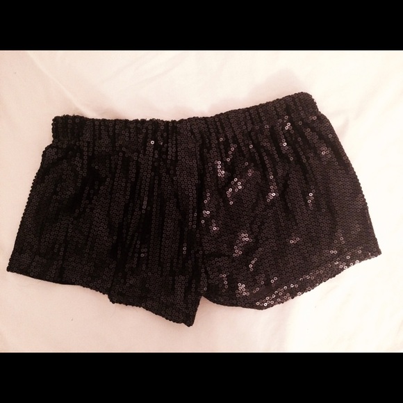 Black sequin shorts