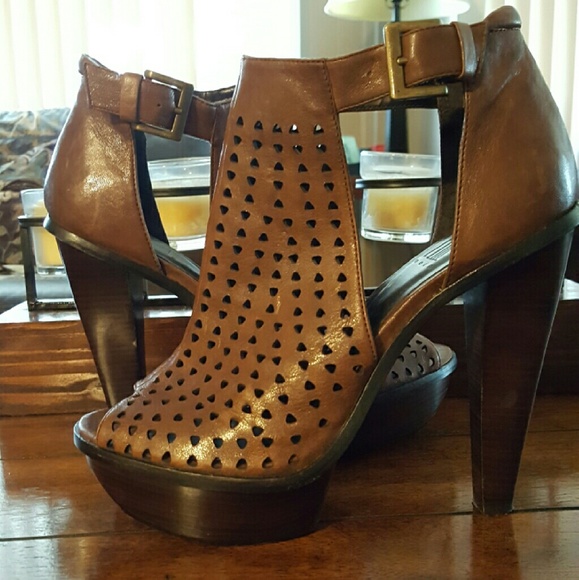 Brown leather booties