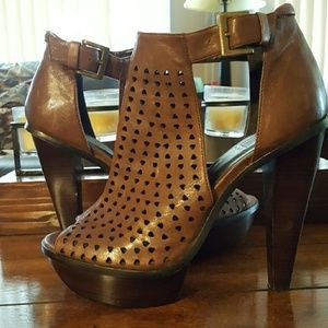 Brown leather booties