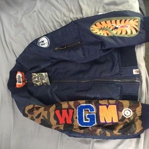 Navy Blue Bape Bomber Size XL