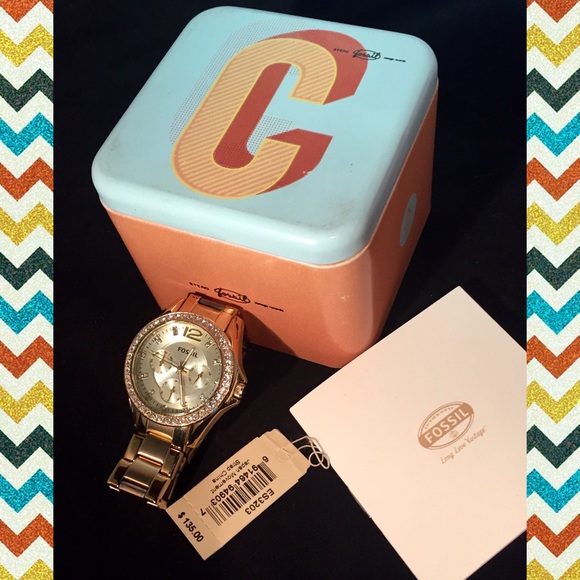 Gold Fossil watch