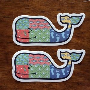 Two (2) Vineyard Vines Whale Stickers. Brand New.