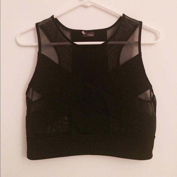Athletic style mesh crop top