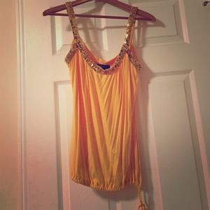 Arden B. Marigold yellow sequined sleeveless top
