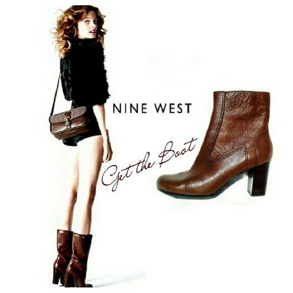 Nine West Shoes - NINE WEST CHESTNUT BROWN SOFT LEATHER BOOTS