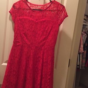 Red short lace dress