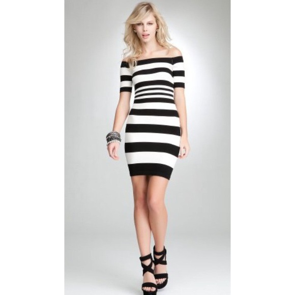 NWT Bebe black and white bodycon dress