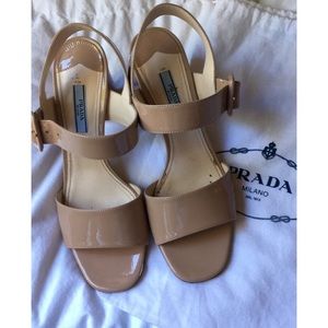 Prada Two Strap Sandal in Nude