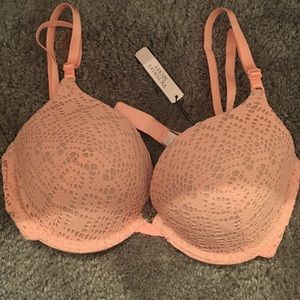 Peach crotchet lace bra
