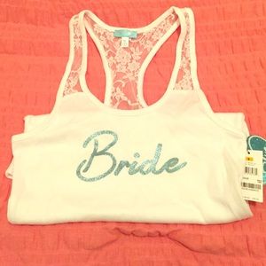 Bride lace/ribbed racer back tank top