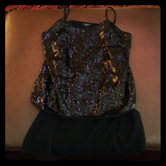 Black sequin party top