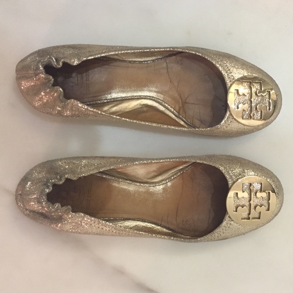 Tory Burch gold Reva flats size 9.5 EUC