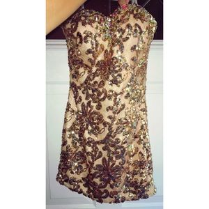Gold sequins homecoming cocktail dress