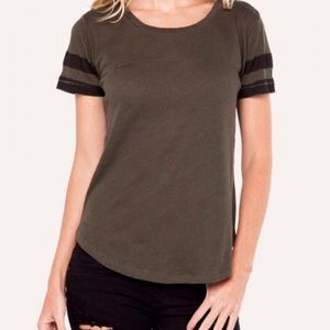 Knot Sisters Green Striped Tee