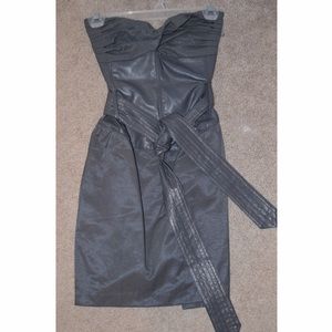Strapless pleather dress