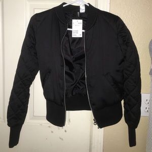 H&M black puffed bomber jacket