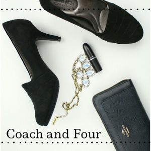 Coach and Four Faux Suede Heels