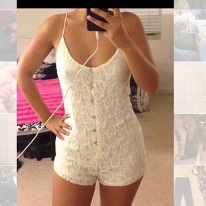 Urban outfitters cream white lace romper