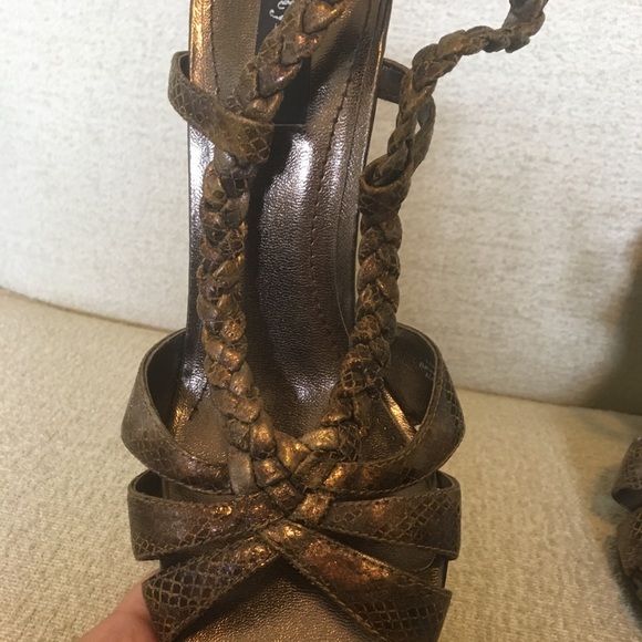 🔴 Gold snakeskin braided heels - Picture 3 of 6