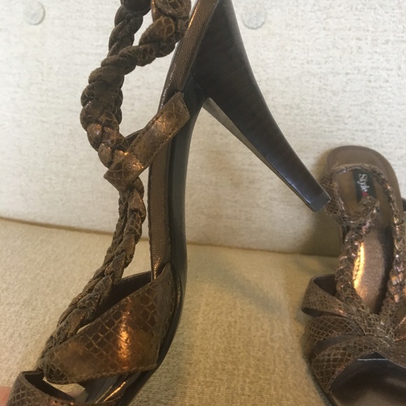🔴 Gold snakeskin braided heels - Picture 4 of 6