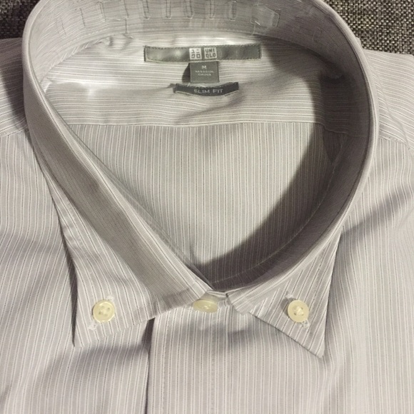 Uniqlo Gray Striped Button Down - Picture 2 of 2
