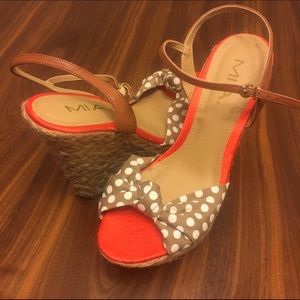 MIA Tan with White Polka Dot Wedges