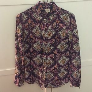 J Crew button up in fall print