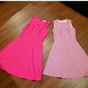 Hot pink solid fit and flare dress