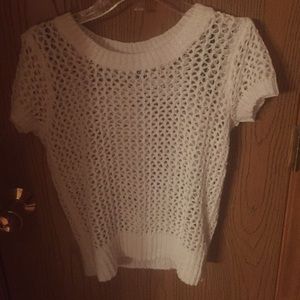 Short sleeve crocheted sweater