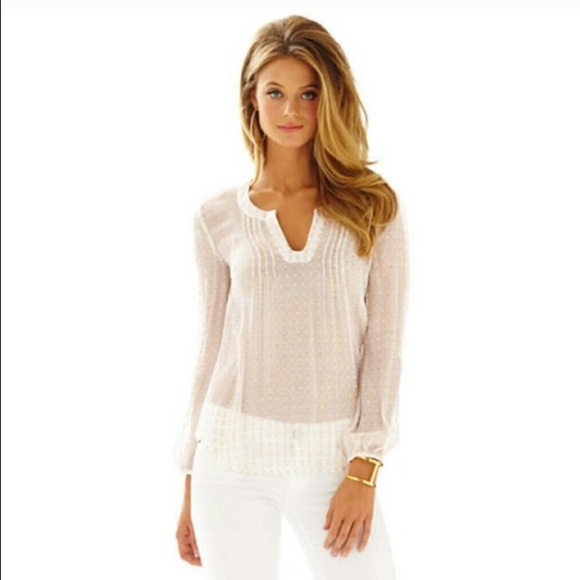 Lilly Pulitzer Colby Silk Metallic Dot Top