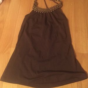 Brown, beaded halter top