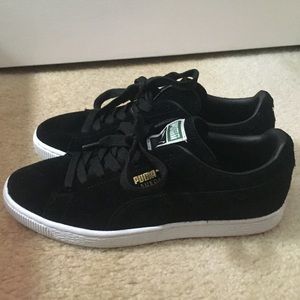 Black and White Puma Suede Sneakers