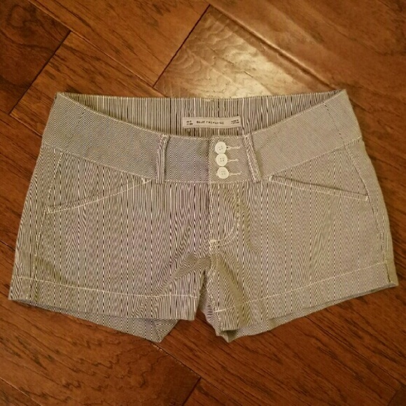 Blue and White Striped Shorts - Picture 2 of 4