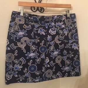 Navy print skirt - Loft size 10