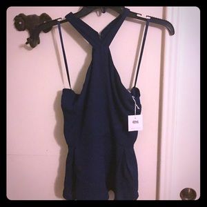 Naked Zebra navy blue peplum top