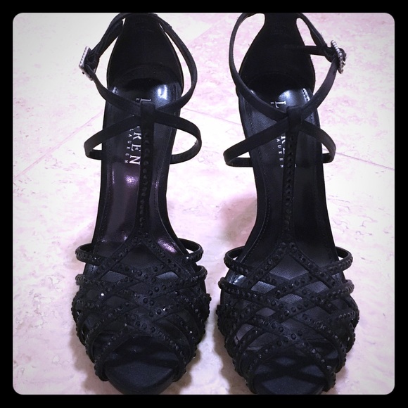 Satin with crystal detailing heels