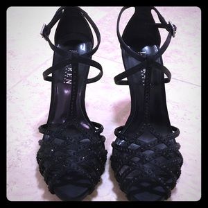 Satin with crystal detailing heels