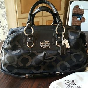 Coach Black Madison Op Art Sabrina Satchel
