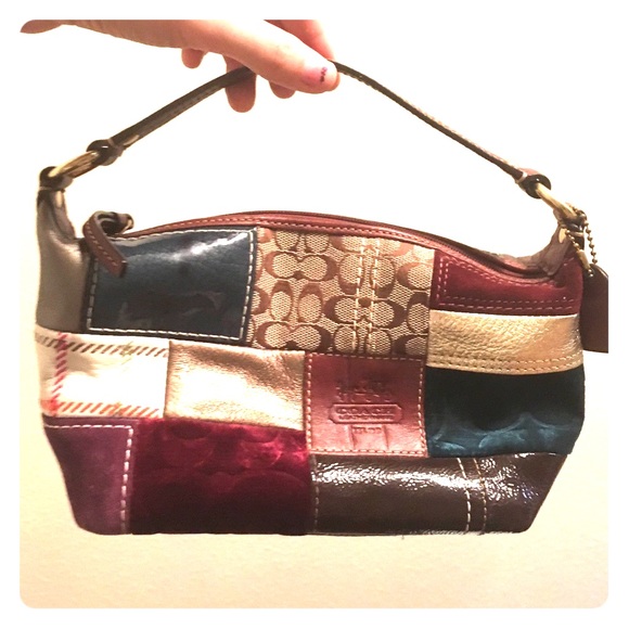 Coach Multicolor Mini Pouch Purse with Zip Closure