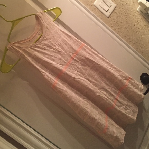 Lululemon Tan & Pink Striped Open-Back Yoga Top