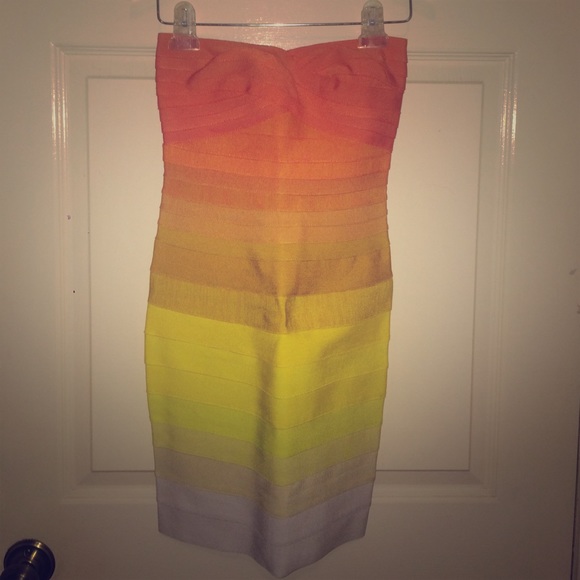 Rainbow bandage dress.