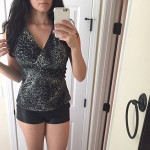 4$ Leopard cheetah print wrap tank top