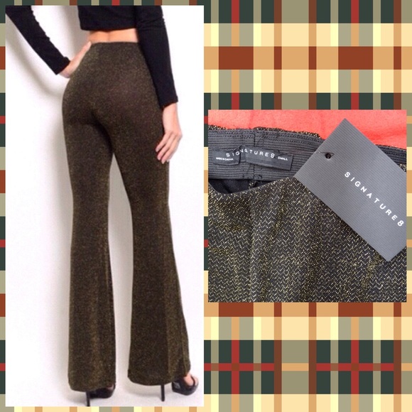 Stretch Glitter Gold Pants - Picture 4 of 7