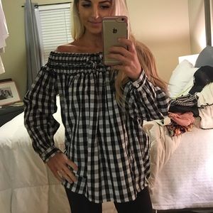 Gingham Off-Shoulder Top