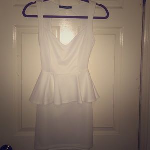 White peplum open back foreign exchange dress