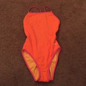 Reversible dolfin swimsuit. Orange and yellow NWOT