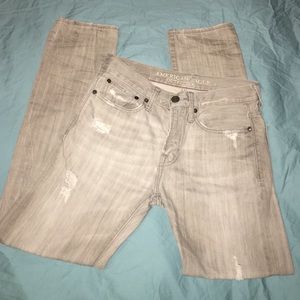 Distressed gray AEO Slim jeans