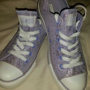 Converse All Star purple and silver shoes