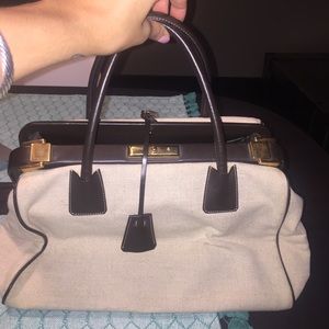 Prada canvas locking doctors bag