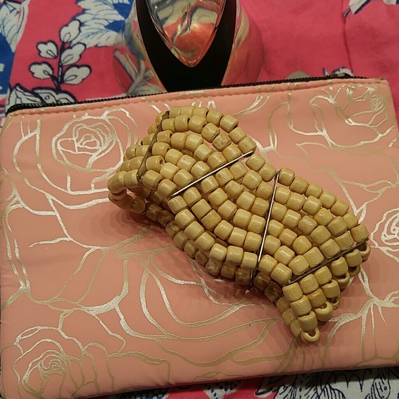 Wood beaded and angle bracelet